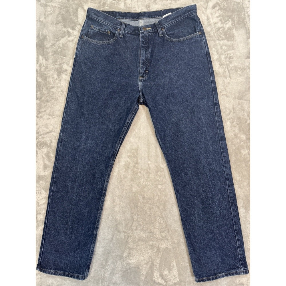 Wrangler Jeans Mens 36x30 Blue Tapered High Rise Dark Wash 100% Cotton Denim